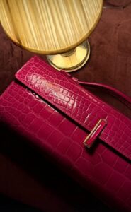 Jada Loveless Metropolitan Clutch in Bright Pink American Alligator with a Pink Topaz lock