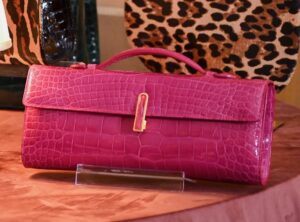 Jada Loveless Metropolitan Clutch in Bright Pink American Alligator with a Pink Topaz lock